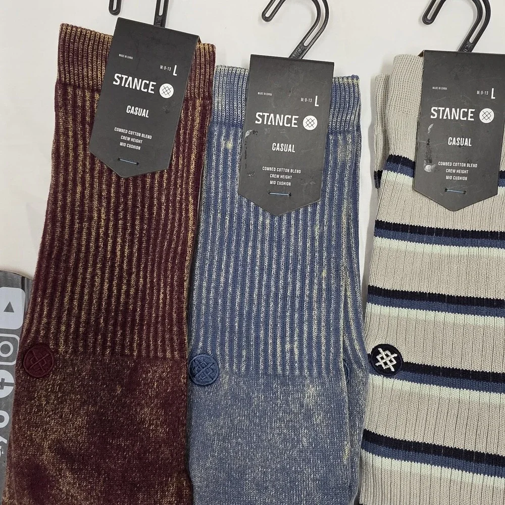 4 PACK Stance Combed Cotton Casual Socks, Mid-Cushion Crew Height LARGE (9-13)